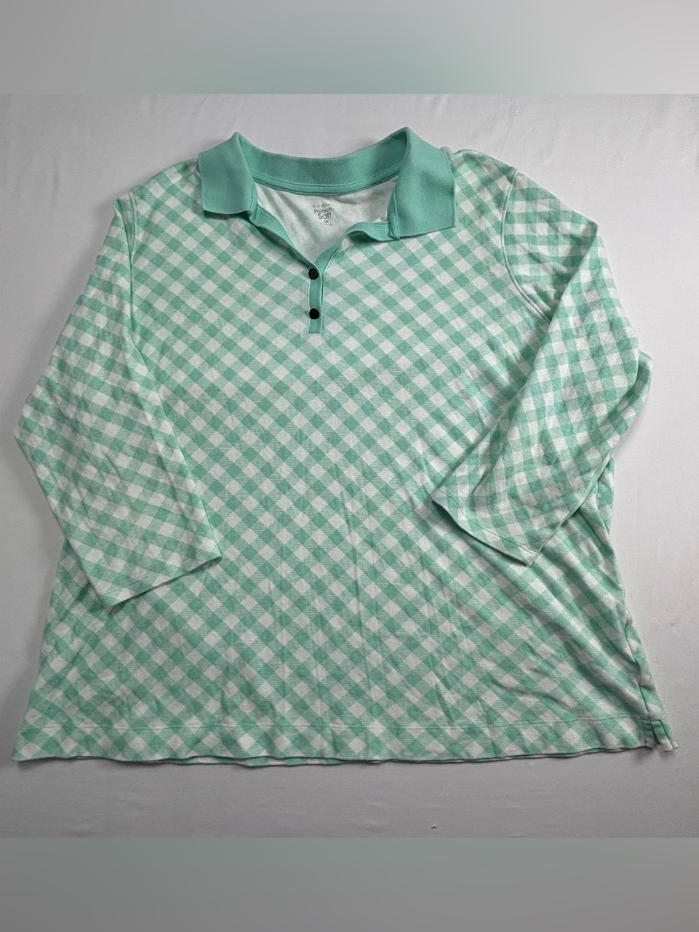 Mint Green Gingham Polo Top
